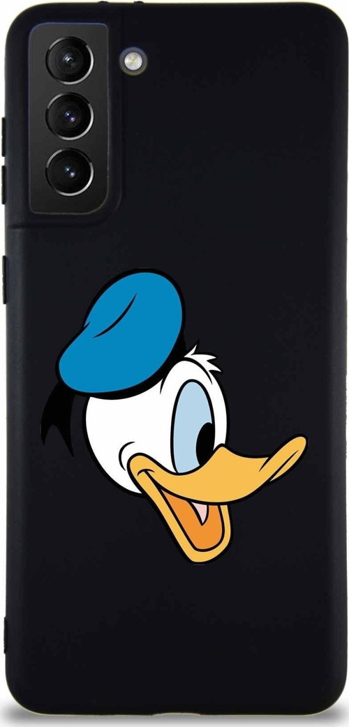 Samsung Galaxy S21 Plus Soft Premier Kapak Donald Duck-F Tasarımlı Silikon Kılıf - Siyah