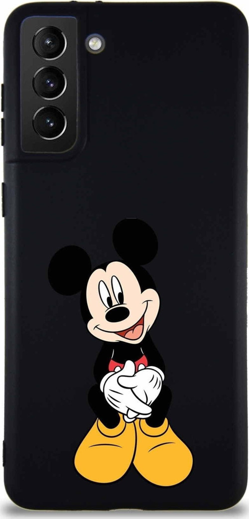 Samsung Galaxy S21 Plus Soft Premier Kapak Mickey Mouse-A Tasarımlı Silikon Kılıf - Siyah