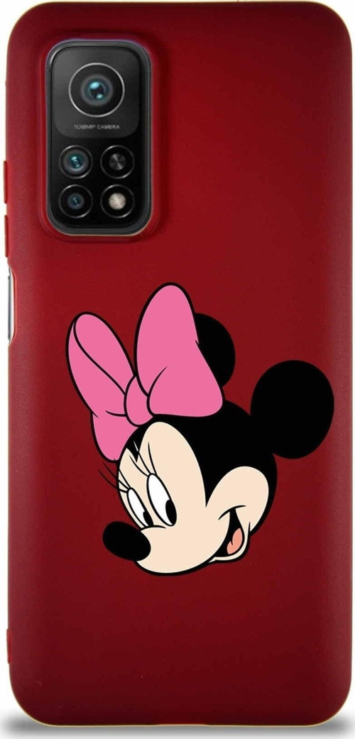 Xiaomi Mi 10T Soft Premier Kapak Minnie Mouse-B Tasarımlı Silikon Kılıf - Mürdüm