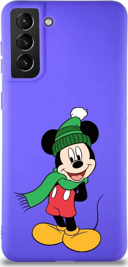 Samsung Galaxy S21 Plus Soft Premier Kapak Mickey Mouse-G Tasarımlı Silikon Kılıf - Mor