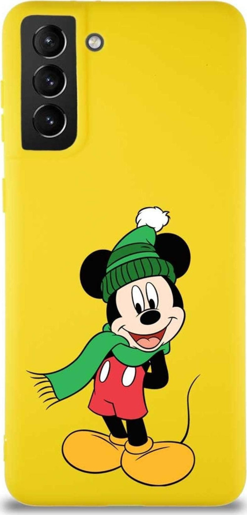 Samsung Galaxy S21 Plus Soft Premier Kapak Mickey Mouse-G Tasarımlı Silikon Kılıf - Sarı