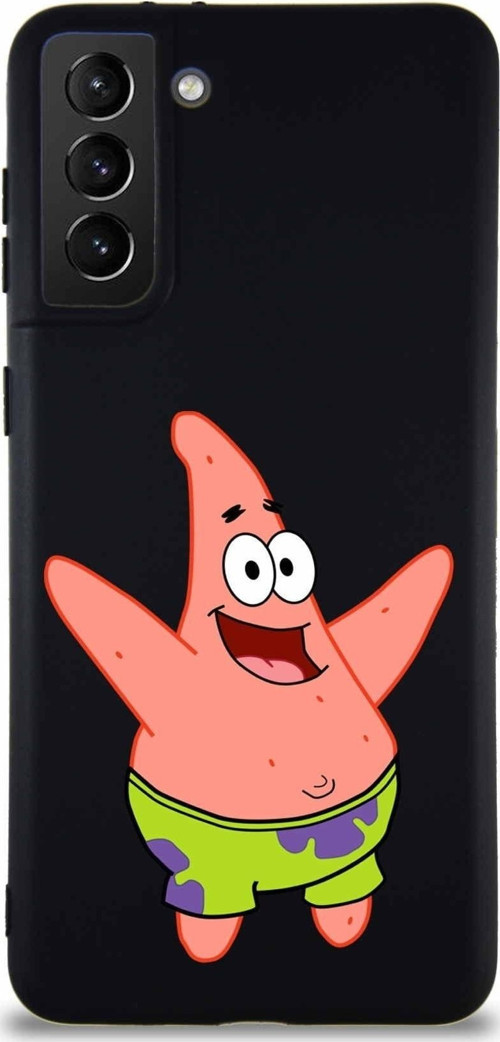 Samsung Galaxy S21 Plus Soft Premier Kapak Patrick Yıldız Tasarımlı Silikon Kılıf - Siyah