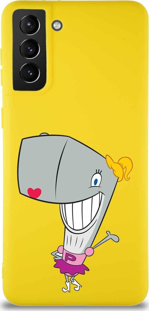Samsung Galaxy S21 Plus Soft Premier Kapak Pearl Yengeç Tasarımlı Silikon Kılıf - Sarı