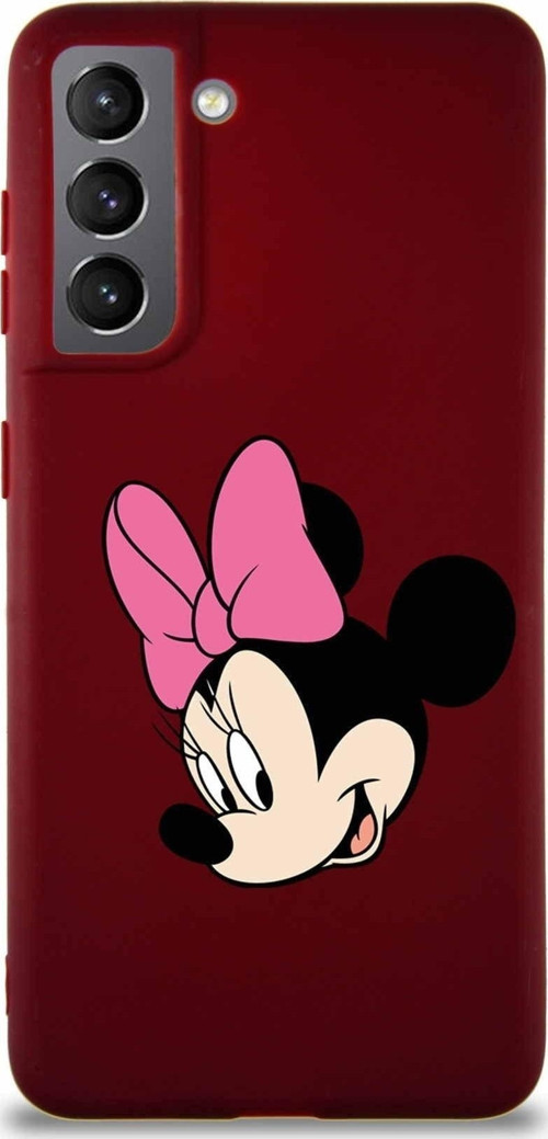 Samsung Galaxy S21 Soft Premier Kapak Minnie Mouse-B Tasarımlı Silikon Kılıf - Mürdüm