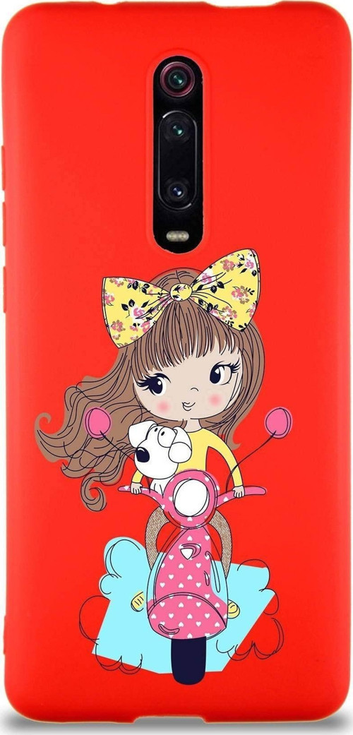Xiaomi Mi 9T Pro Soft Premier Kapak Vespagirl Tasarımlı Silikon Kılıf - Kırmızı