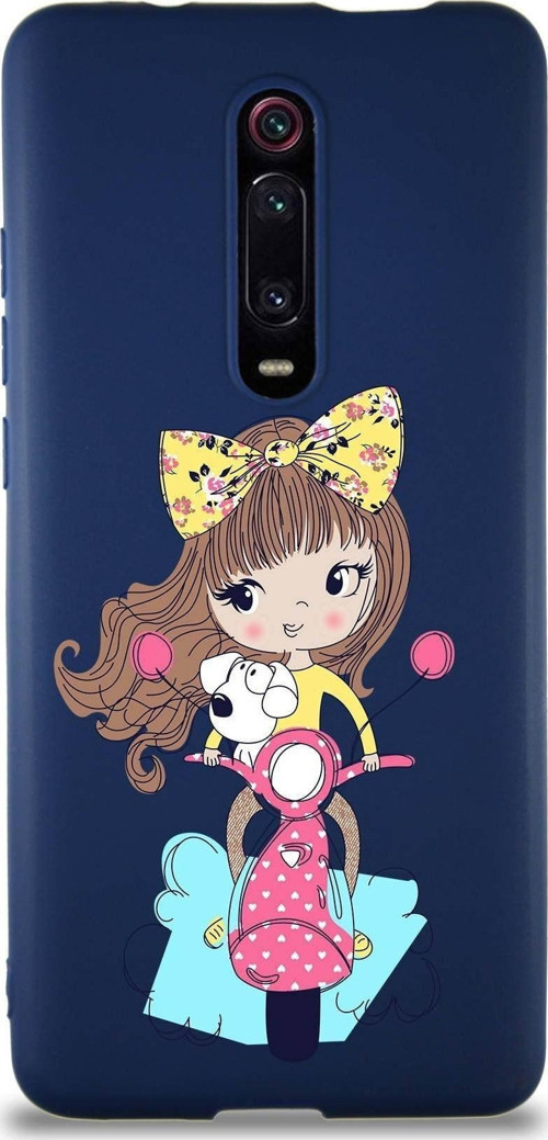 Xiaomi Mi 9T Pro Soft Premier Kapak Vespagirl Tasarımlı Silikon Kılıf - Lacivert