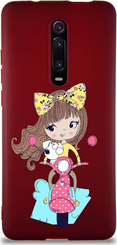 Xiaomi Mi 9T Pro Soft Premier Kapak Vespagirl Tasarımlı Silikon Kılıf - Mürdüm