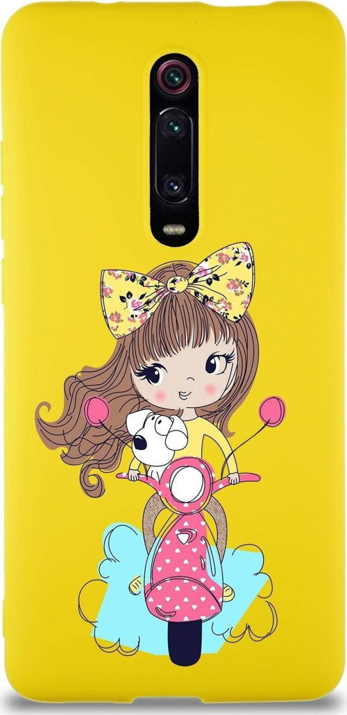 Xiaomi Mi 9T Pro Soft Premier Kapak Vespagirl Tasarımlı Silikon Kılıf - Sarı
