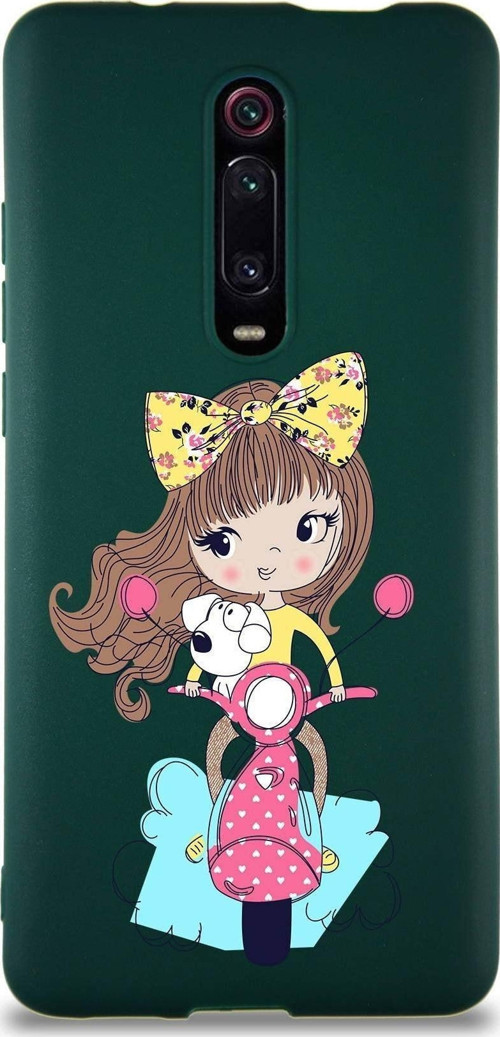 Xiaomi Mi 9T Pro Soft Premier Kapak Vespagirl Tasarımlı Silikon Kılıf - Yeşil