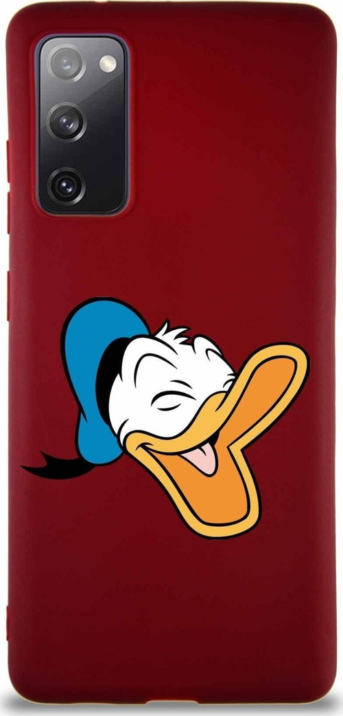 Samsung Galaxy S20 Fe Soft Premier Kapak Donald Duck-E Tasarımlı Silikon Kılıf - Mürdüm