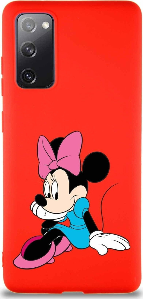 Samsung Galaxy S20 Fe Soft Premier Kapak Minnie Mouse-E Tasarımlı Silikon Kılıf - Kırmızı