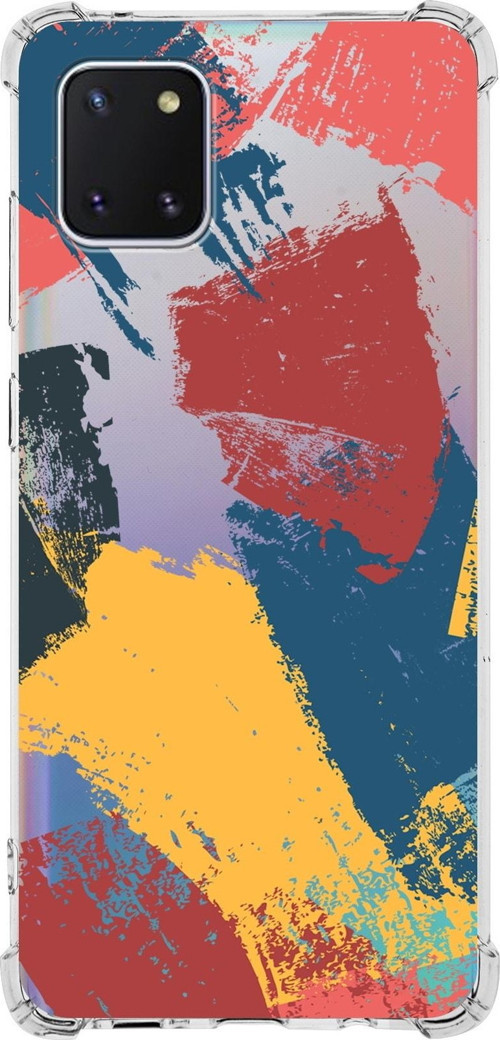 Samsung Galaxy Note 10 Lite Köşe Korumalı Antişok Kapak Brush Stroke Tasarımlı Şeffaf Silikon Kılıf