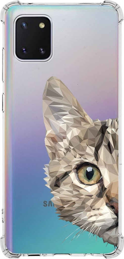 Samsung Galaxy Note 10 Lite Köşe Korumalı Antişok Kapak Catface Tasarımlı Şeffaf Silikon Kılıf