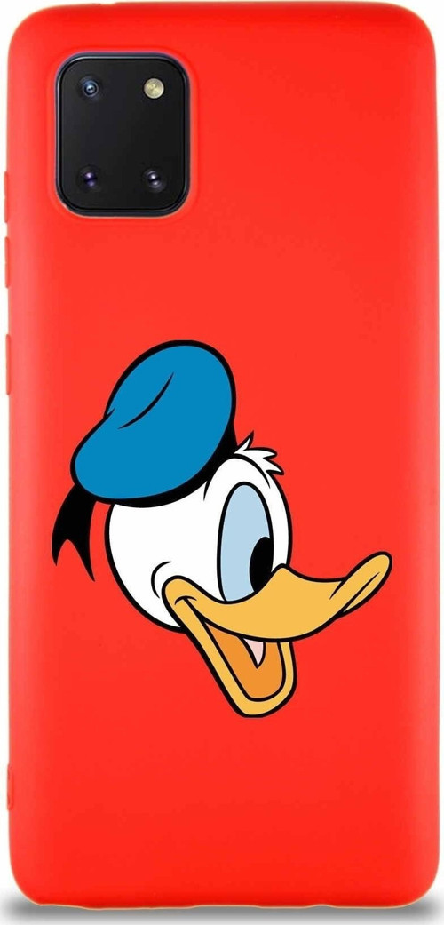Samsung Galaxy Note 10 Lite Soft Premier Kapak Donald Duck-F Tasarımlı Silikon Kılıf - Kırmızı