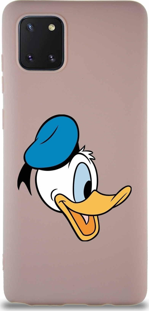 Samsung Galaxy Note 10 Lite Soft Premier Kapak Donald Duck-F Tasarımlı Silikon Kılıf - Pudra