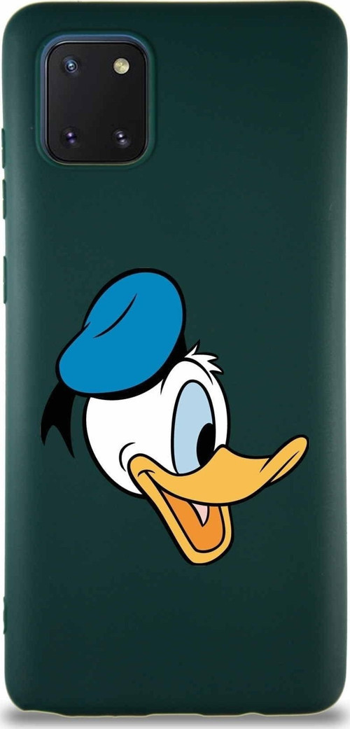 Samsung Galaxy Note 10 Lite Soft Premier Kapak Donald Duck-F Tasarımlı Silikon Kılıf - Yeşil