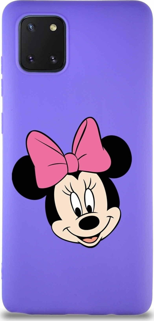 Samsung Galaxy Note 10 Lite Soft Premier Kapak Minnie Mouse-C Tasarımlı Silikon Kılıf - Mor