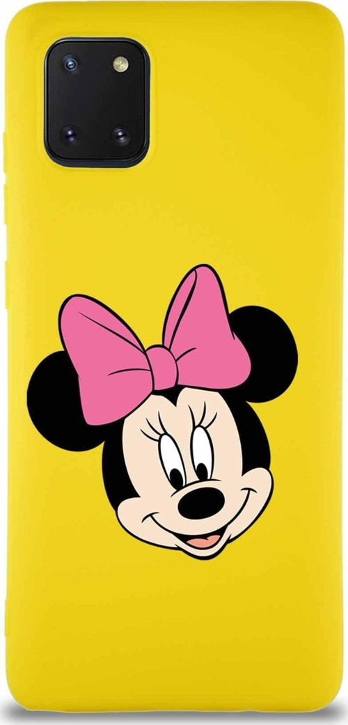 Samsung Galaxy Note 10 Lite Soft Premier Kapak Minnie Mouse-C Tasarımlı Silikon Kılıf - Sarı