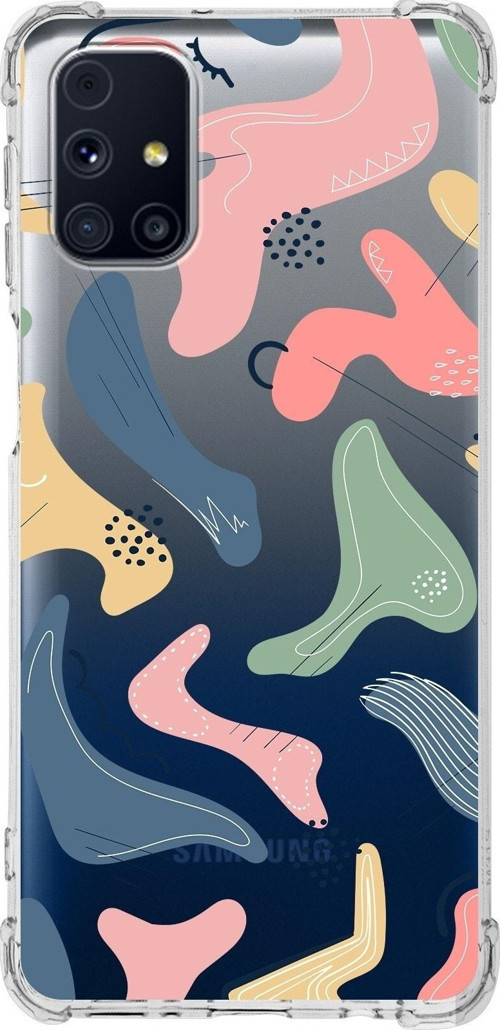 Samsung Galaxy M31S Köşe Korumalı Antişok Kapak Abstract Tasarımlı Şeffaf Silikon Kılıf