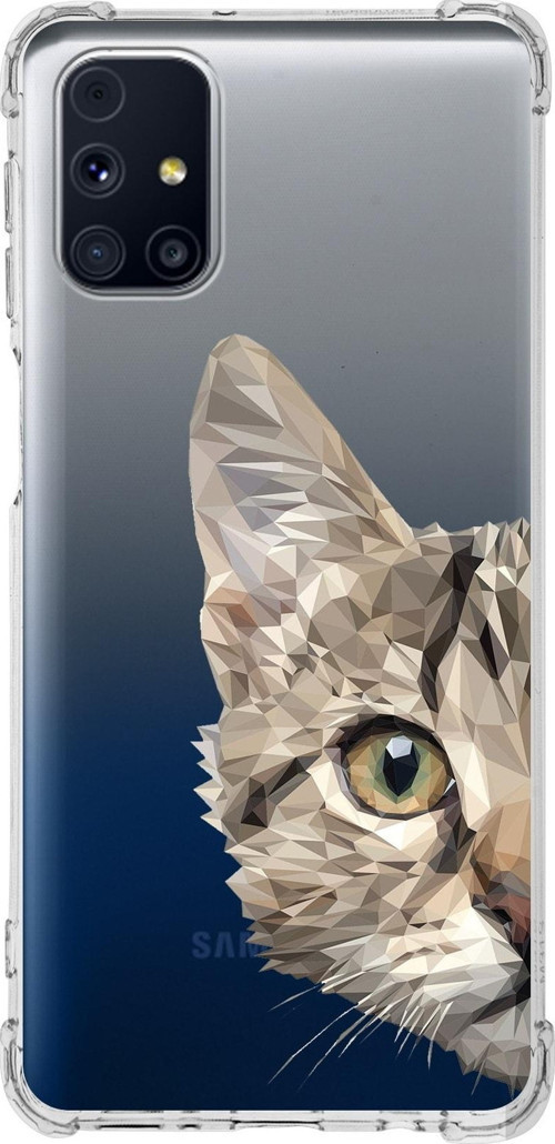 Samsung Galaxy M31S Köşe Korumalı Antişok Kapak Catface Tasarımlı Şeffaf Silikon Kılıf