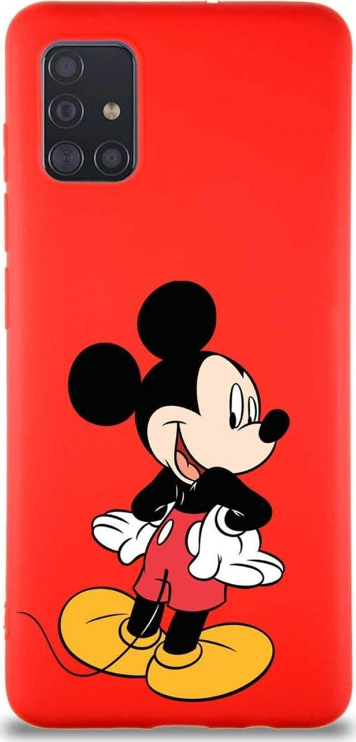 Samsung Galaxy M31S Soft Premier Kapak Mickey Mouse-D Tasarımlı Silikon Kılıf - Kırmızı