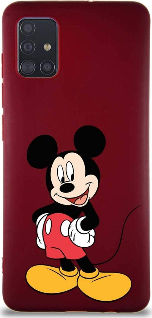 Samsung Galaxy M31S Soft Premier Kapak Mickey Mouse-E Tasarımlı Silikon Kılıf - Mürdüm
