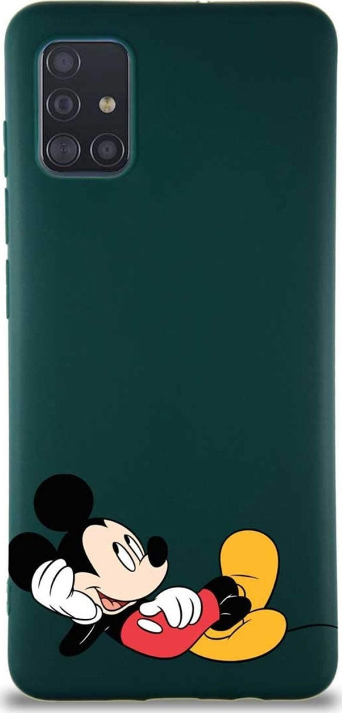 Samsung Galaxy M31S Soft Premier Kapak Mickey Mouse-F Tasarımlı Silikon Kılıf - Yeşil