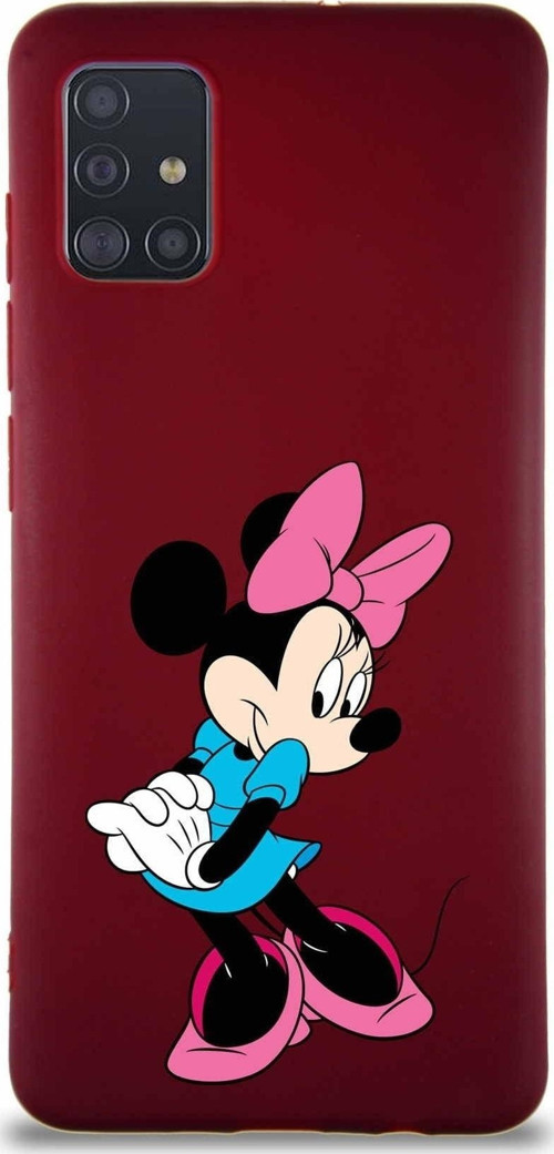 Samsung Galaxy M31S Soft Premier Kapak Minnie Mouse-F Tasarımlı Silikon Kılıf - Mürdüm