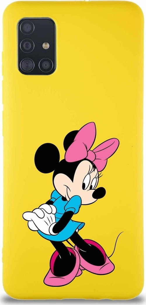 Samsung Galaxy M31S Soft Premier Kapak Minnie Mouse-F Tasarımlı Silikon Kılıf - Sarı