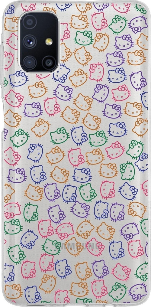 Samsung Galaxy M51 Kapak Hello Kitty Tasarımlı Şeffaf Silikon Kılıf