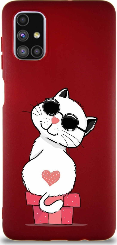 Samsung Galaxy M51 Soft Premier Kapak Coolcat Tasarımlı Silikon Kılıf - Mürdüm