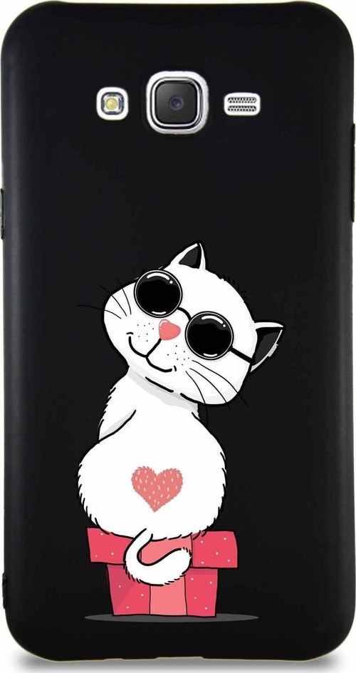 Samsung Galaxy J7 Soft Premier Kapak Coolcat Tasarımlı Silikon Kılıf - Siyah