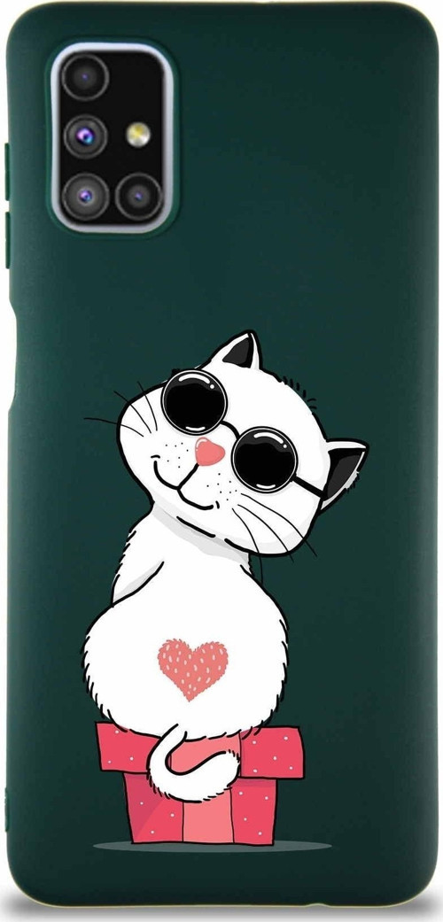 Samsung Galaxy M51 Soft Premier Kapak Coolcat Tasarımlı Silikon Kılıf - Yeşil
