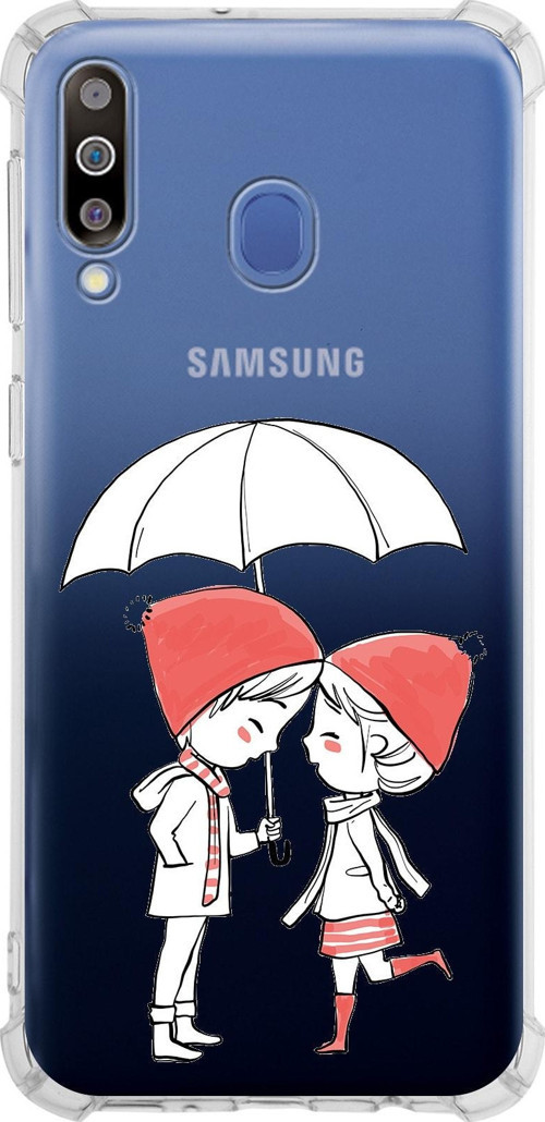 Samsung Galaxy M30 Köşe Korumalı Antişok Kapak Aşk Tasarımlı Şeffaf Silikon Kılıf