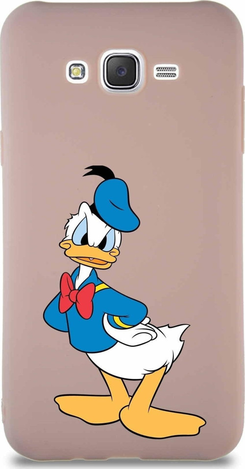 Samsung Galaxy J7 Soft Premier Kapak Donald Duck-D Tasarımlı Silikon Kılıf - Pudra