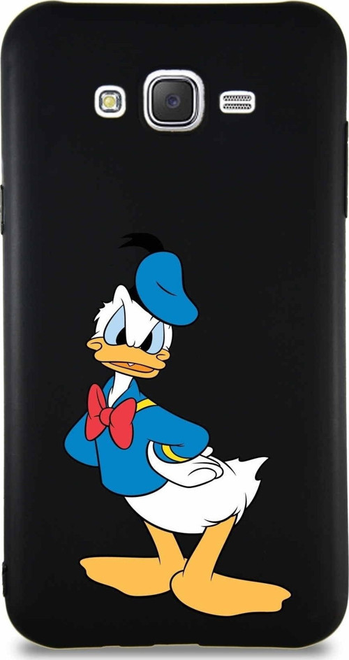 Samsung Galaxy J7 Soft Premier Kapak Donald Duck-D Tasarımlı Silikon Kılıf - Siyah