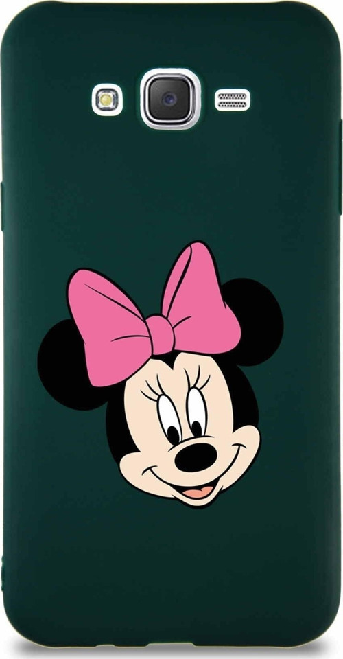 Samsung Galaxy J7 Soft Premier Kapak Minnie Mouse-C Tasarımlı Silikon Kılıf - Yeşil
