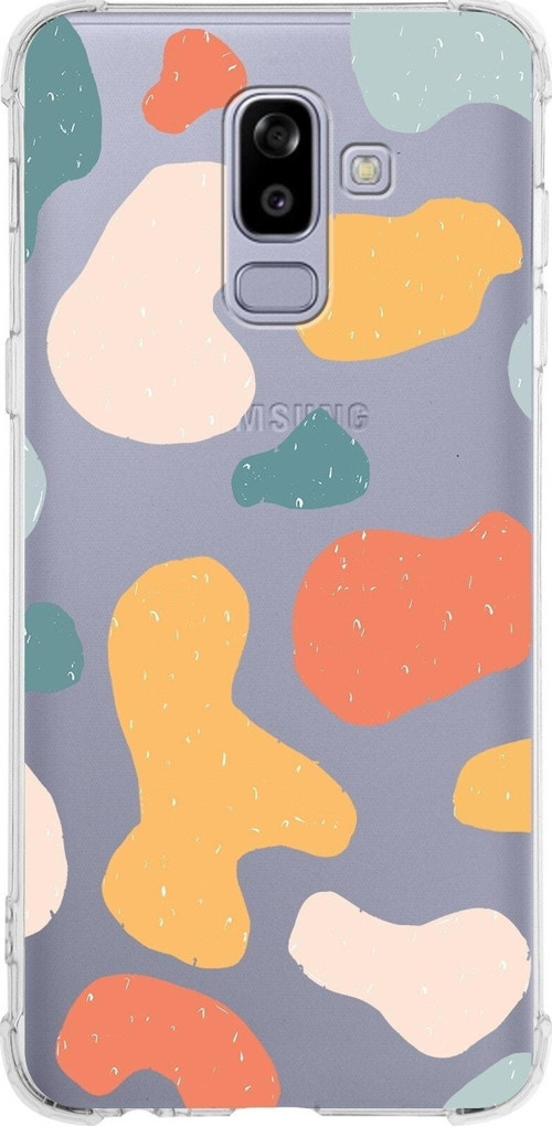 Samsung Galaxy J8 (2018) Köşe Korumalı Antişok Kapak Grunge Tasarımlı Şeffaf Silikon Kılıf