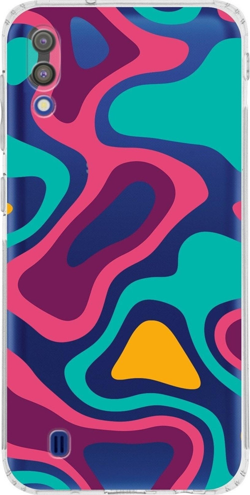 Samsung Galaxy M10 Kamera Korumalı Kapak Renkli Desen Tasarımlı Şeffaf Kılıf