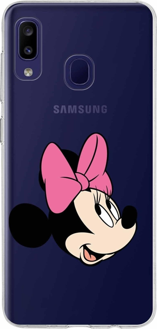 Samsung Galaxy M10S Kapak Minnie Mouse Tasarımlı Şeffaf Silikon Kılıf