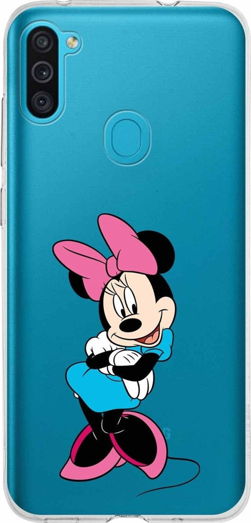 Samsung Galaxy M11 Kapak Minnie Mouse Tasarımlı Şeffaf Silikon Kılıf
