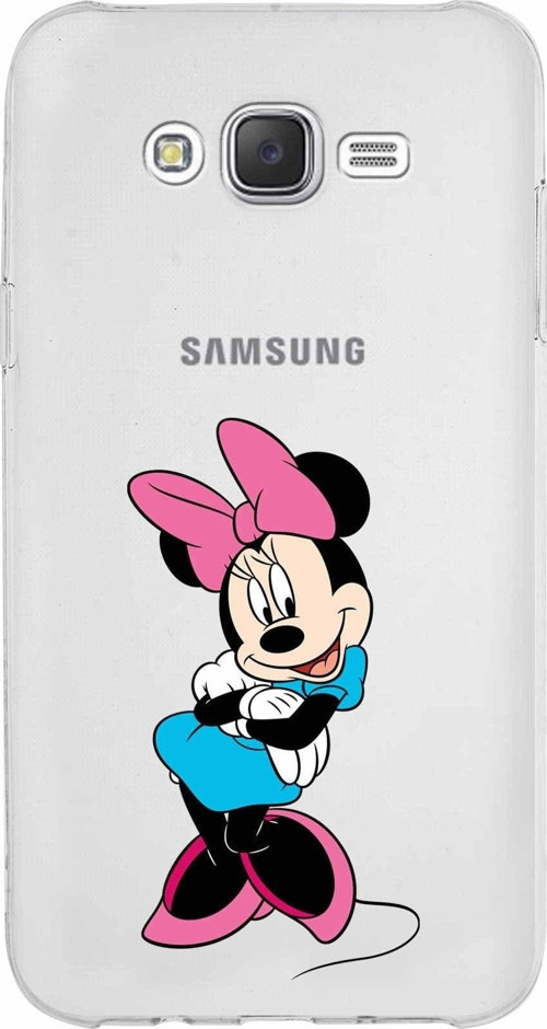 Samsung Galaxy J7 Core Kapak Minnie Mouse Tasarımlı Şeffaf Silikon Kılıf