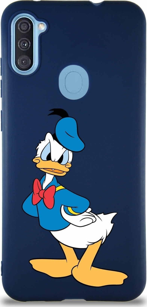 Samsung Galaxy M11 Soft Premier Kapak Donald Duck-D Tasarımlı Silikon Kılıf - Lacivert