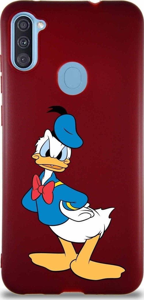 Samsung Galaxy M11 Soft Premier Kapak Donald Duck-D Tasarımlı Silikon Kılıf - Mürdüm