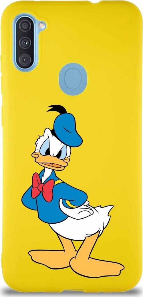 Samsung Galaxy M11 Soft Premier Kapak Donald Duck-D Tasarımlı Silikon Kılıf - Sarı