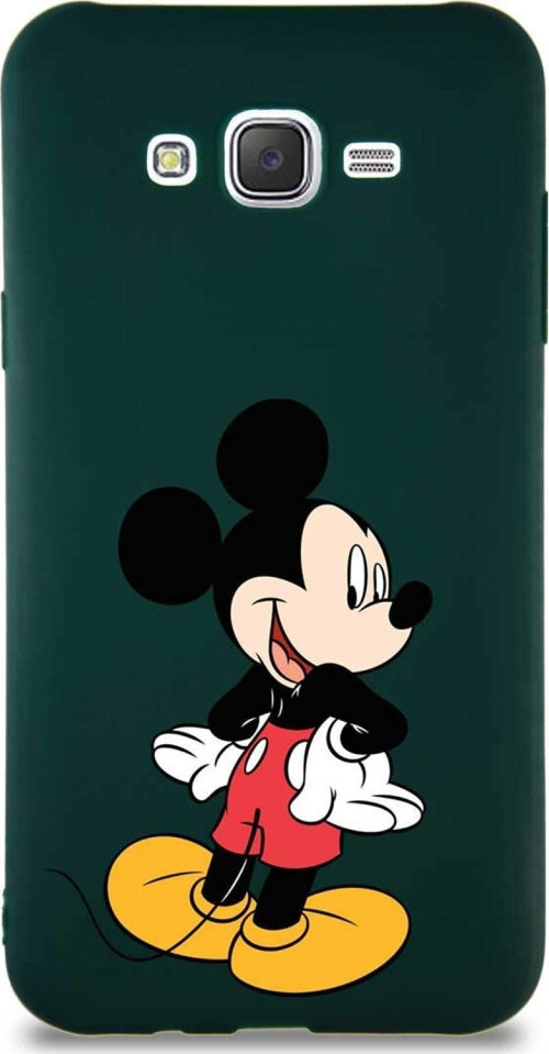 Samsung Galaxy J7 Core Soft Premier Kapak Mickey Mouse-D Tasarımlı Silikon Kılıf - Yeşil