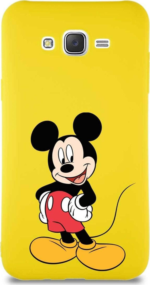 Samsung Galaxy J7 Core Soft Premier Kapak Mickey Mouse-E Tasarımlı Silikon Kılıf - Sarı