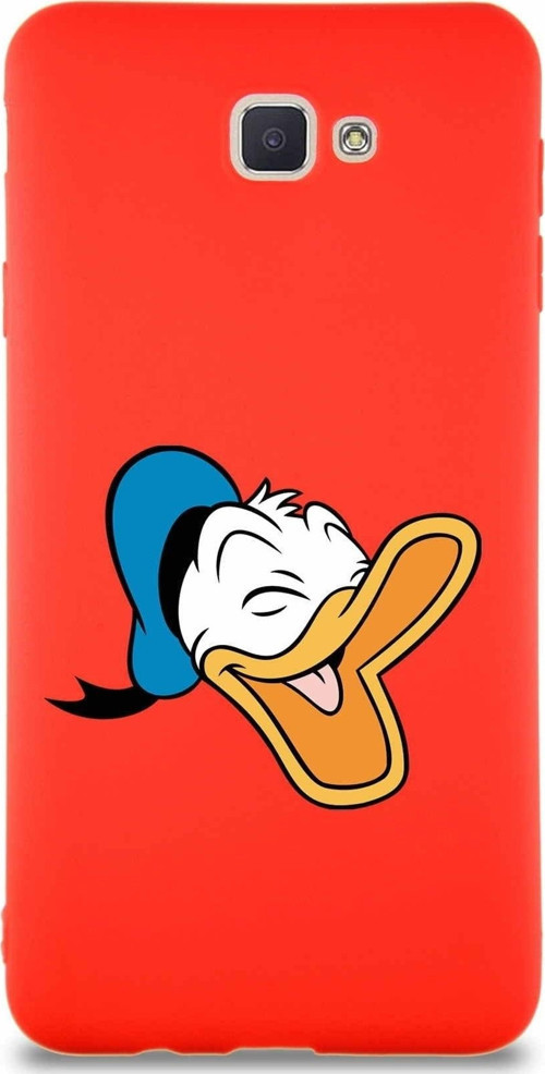 Samsung Galaxy J7 Prime 2 Soft Premier Kapak Donald Duck-E Tasarımlı Silikon Kılıf - Kırmızı