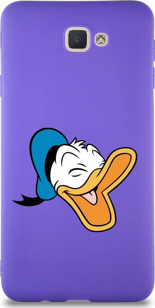 Samsung Galaxy J7 Prime 2 Soft Premier Kapak Donald Duck-E Tasarımlı Silikon Kılıf - Mor