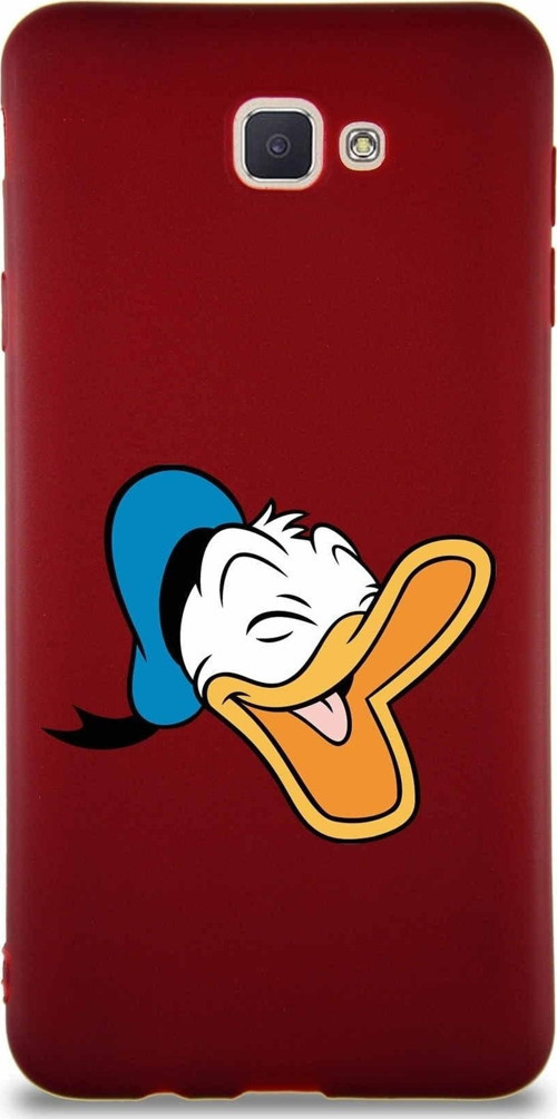 Samsung Galaxy J7 Prime 2 Soft Premier Kapak Donald Duck-E Tasarımlı Silikon Kılıf - Mürdüm